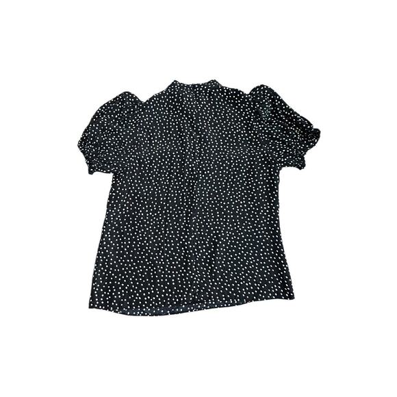 FRAME Women's Black & White Keyhole Neck Polka Dot Silk Blouse Top Petite Size S - Picture 6 of 8